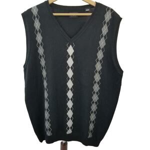 Haggar Black   Gray White Argyle Sweater Vest Classic Size XL